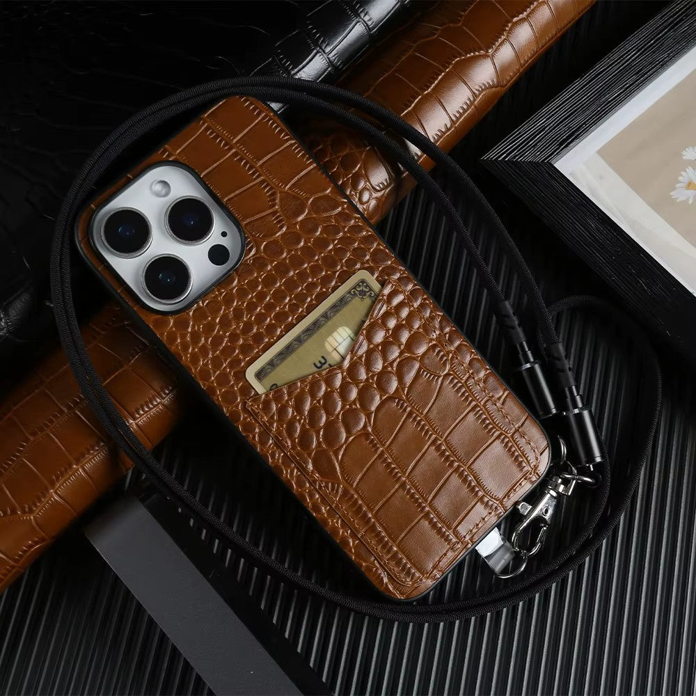 Leather Case with Cable Shoulder Strap - Brown