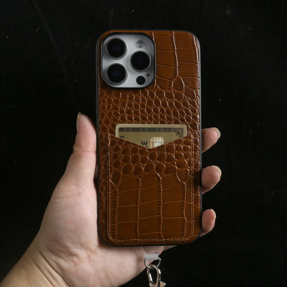 Leather Case with Cable Shoulder Strap - Brown