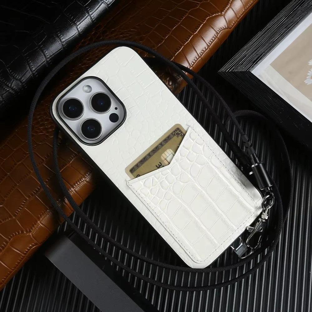 Leather Case with Cable Strap - White